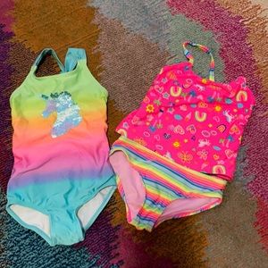 3/$10 Two girls unicorn bathing suits